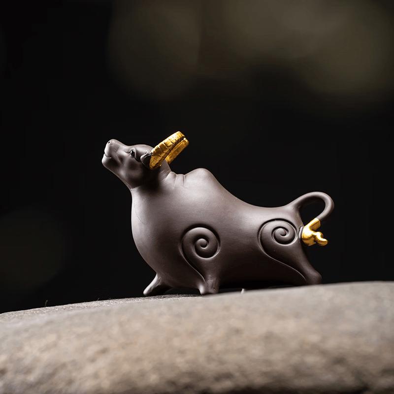 Zisha Purple Clay Bull Tea Pet