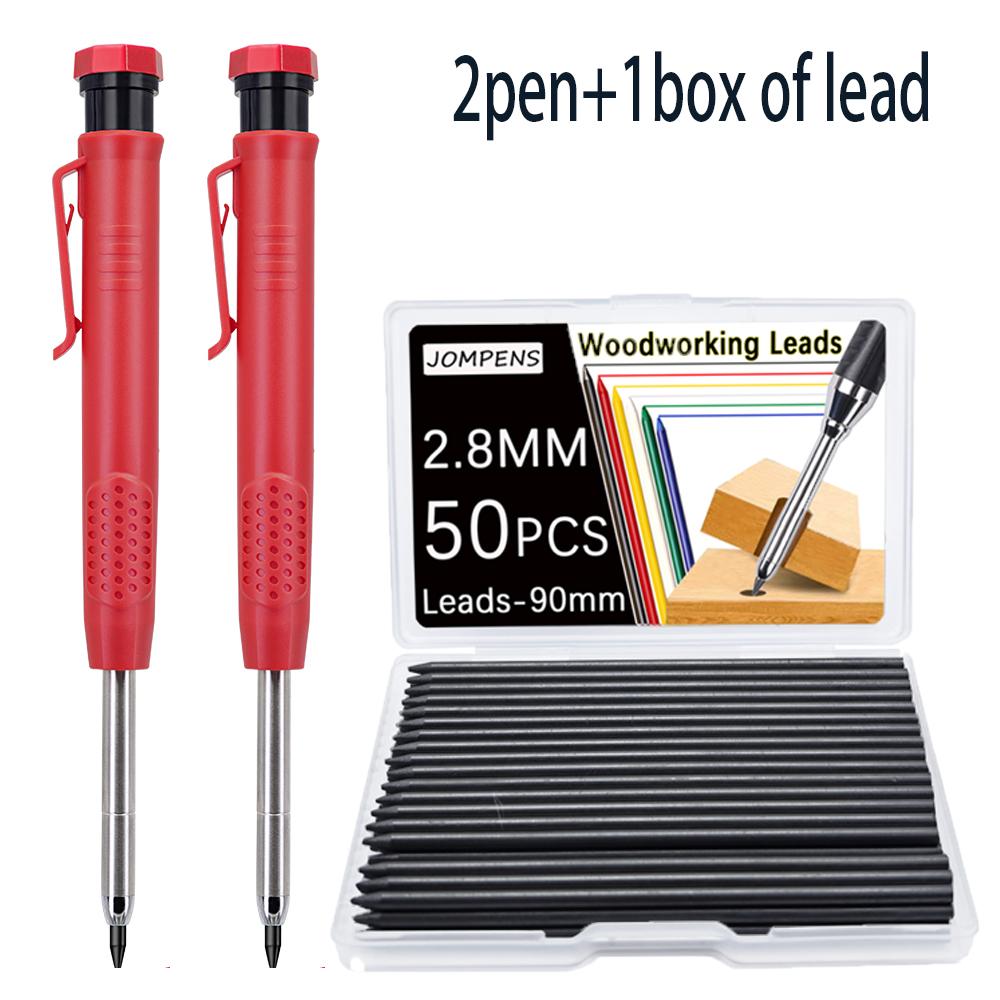 New 2.8mm Deep Hole Woodworking Marking Automatic Pencil Set With 50pcs Lead Refill, for Architectural Engineering Drawing Tools