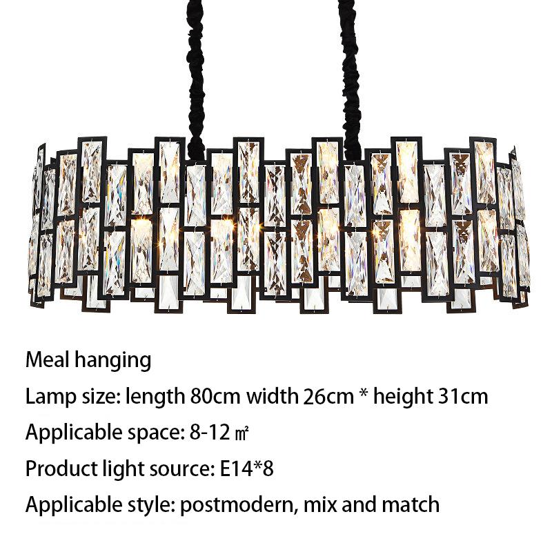 New LED Crystal Chandelier Lamp Luxury Black Lustre Kitchen Island Chandeliers Living Room Dining Home Ceiling Lighting Fixtures