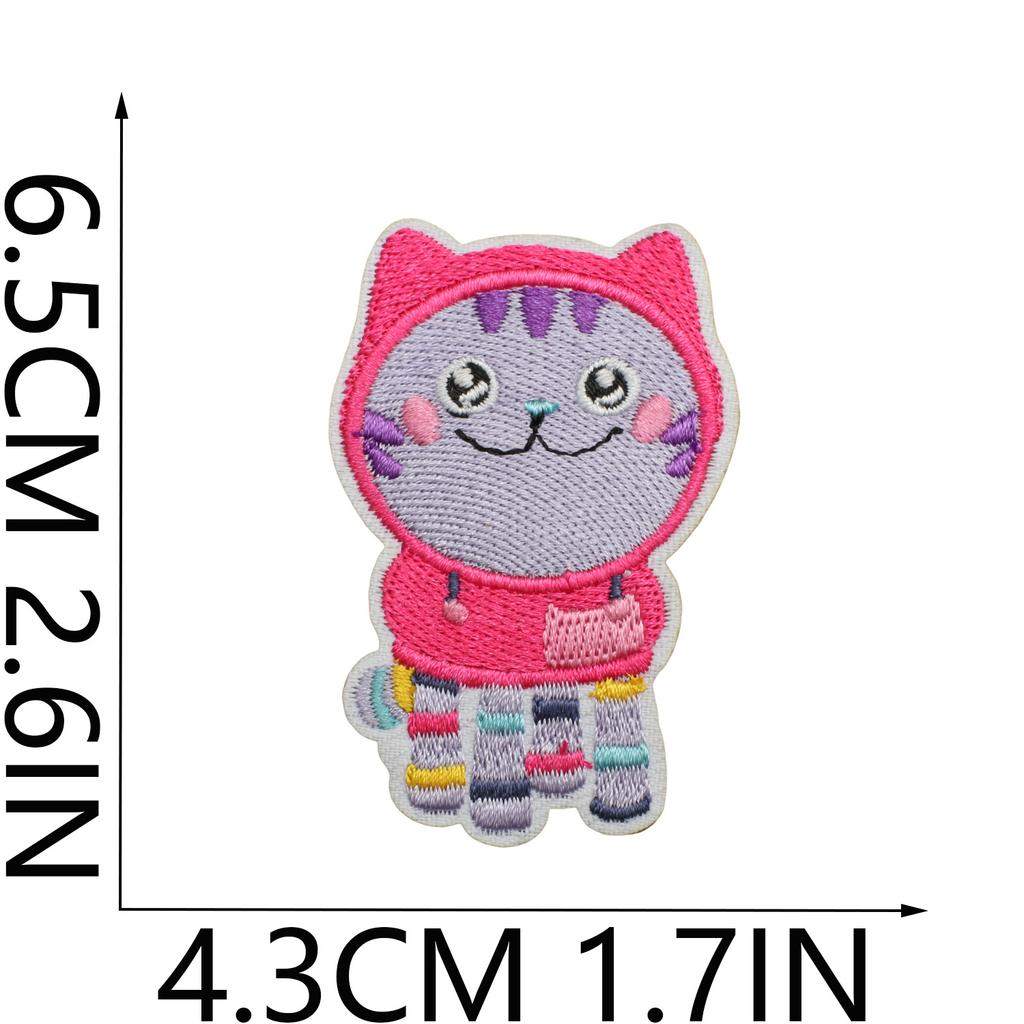 Little Girl Embroidery Cloth Sticker Pet Kitten Patch Sticker Clothes Decoration Cartoon Kitten Computer Embroidery Chapter Sticker