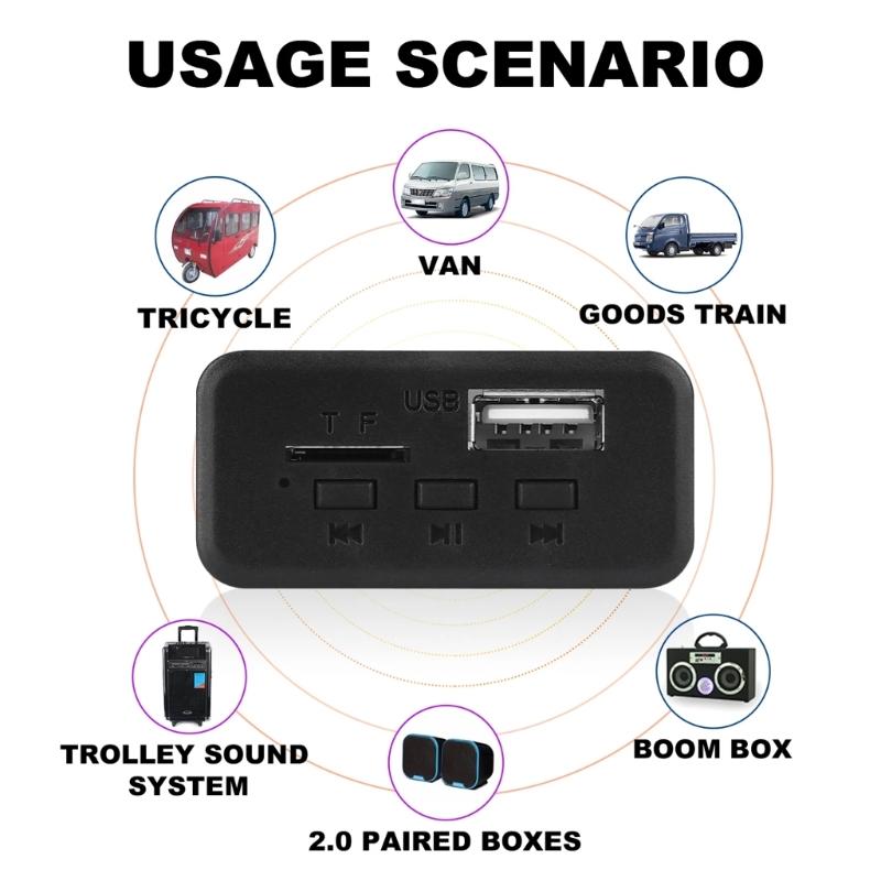 2x3W Verstärker MP3-Decoderplatine Bluetooth-kompatibel 5.0 Kabelloser USB-MP3-Player Autoradio-Modul Modul