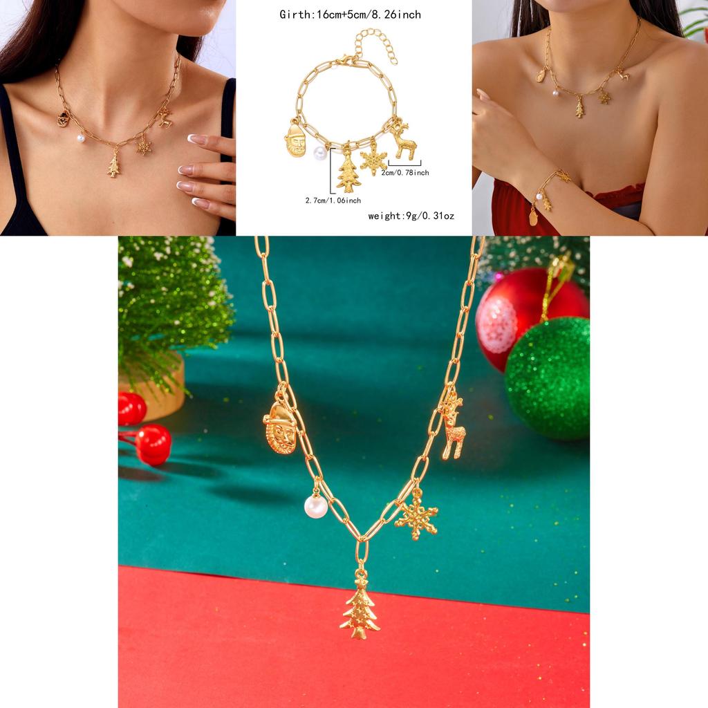 Holiday Snowflake Animal Jewelry Gift Set With Alloy Necklaces And Bracelets For Celebrations