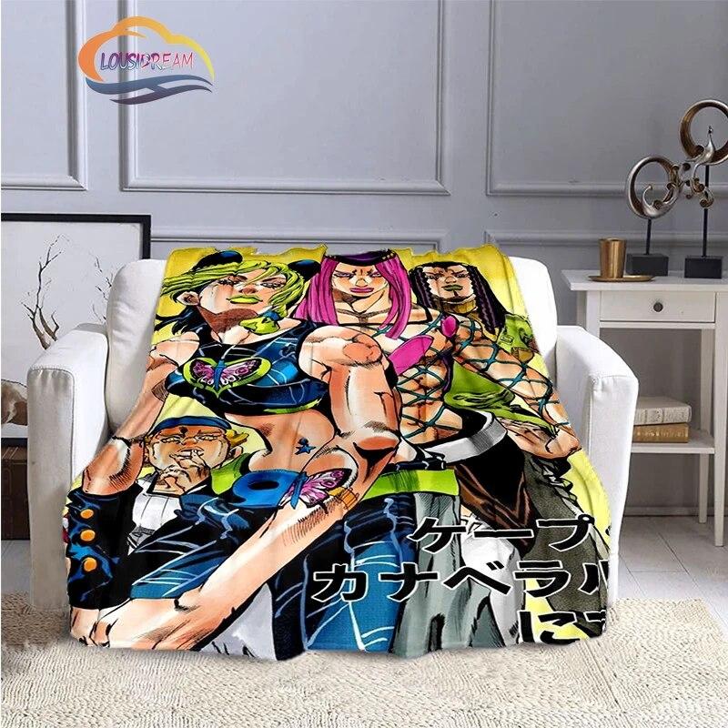 Karikatura JoJo's Bizarre Adventure Stone Ocean Deka Měkký fleece Throw Lehká All Seasons Teplá pro gaučovou přikrývku