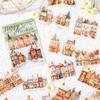 City Roaming PET Die-Cut Sticker Pack: Cherry Blossom Cabin & House Scene Collage - Versatile Decorative Stickers with Small Patterns