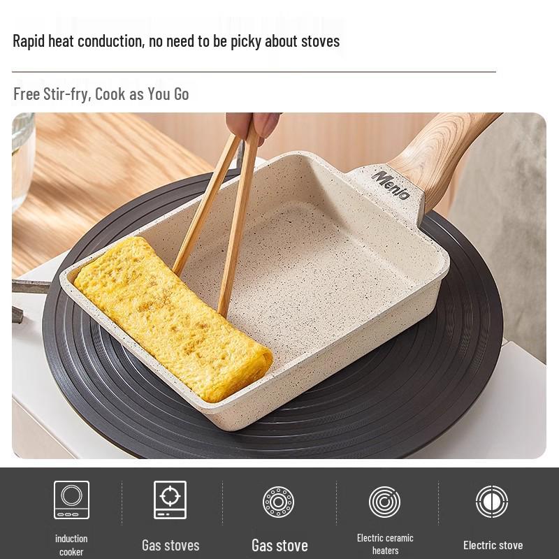 Mingjue Non-stick Japanese Atsuyaki Tamagoyaki Square Frying Pan with Maifan Stone for Eggs