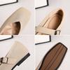 Women's Square Toe Mary Jane Flats Casual Ballet Shoes Walking Shoes with Adjustable Strap Slip On Comfortable Work Flats Soft Dressy Shoes for Women