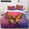 Butterfly Duvet Cover King Queen Colorful Flying Animal Bedding Set for Teens Adults Beautiful Flowers Polyester Quilt Cover