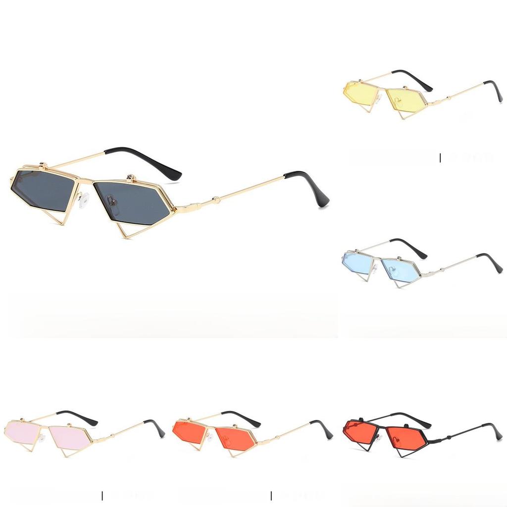 Modern Metal Punk Cat Eye Sunglasses With Pink Uv400 Lenses For Fashion Streetwear