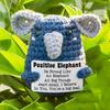 Handmade Crochet Positive Elephant Figurine with Message Card - Cute Knit Elephant Car Dashboard Decor Emotional Support