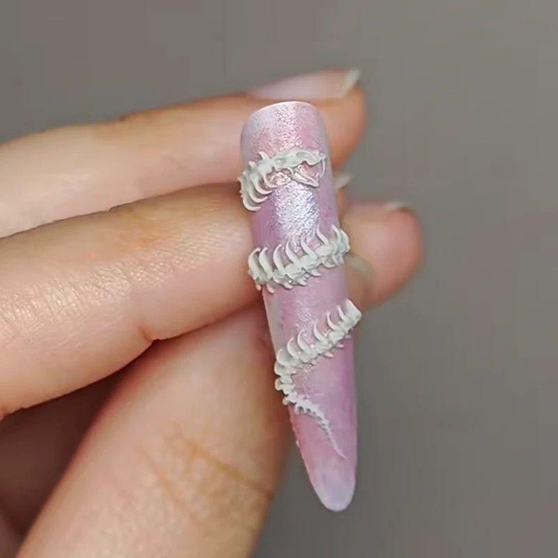 1Pcs 3D Snake Bone Mold Nail Art Decoration Accessories Diy Design Silicone Decorative Nail Art Templates Nails Mold