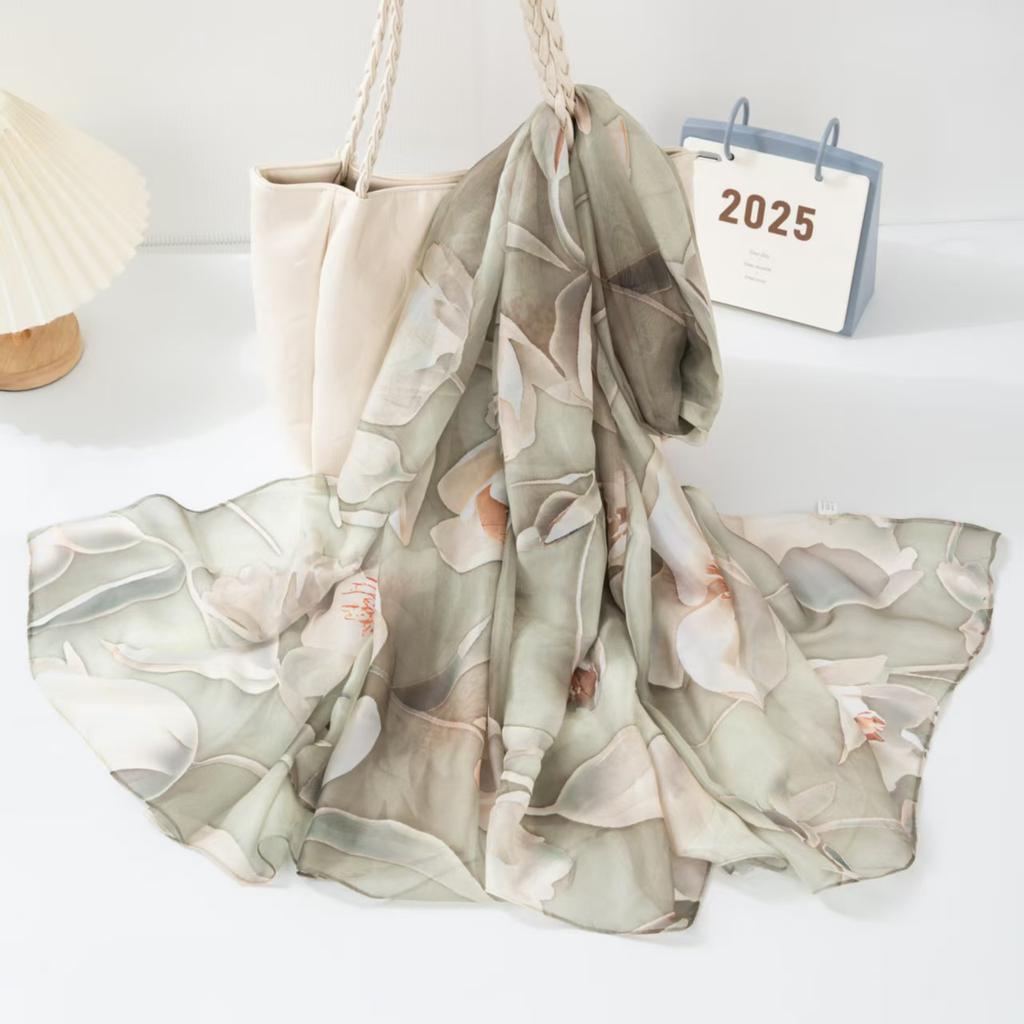 New Silk Scarf Female Fashion Beach Pashmina Bufanda Folral Women Shawl Wraps Bandana Ladies Scarves Large Foulard big Echarpe