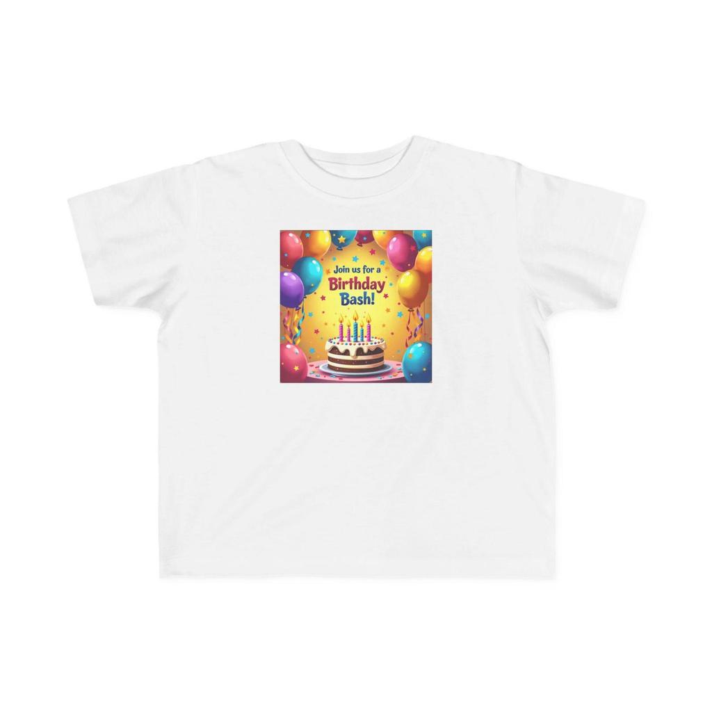 Birthday Bash Cake and Balloons Toddler Tee | Colorful Kids Party Shirt