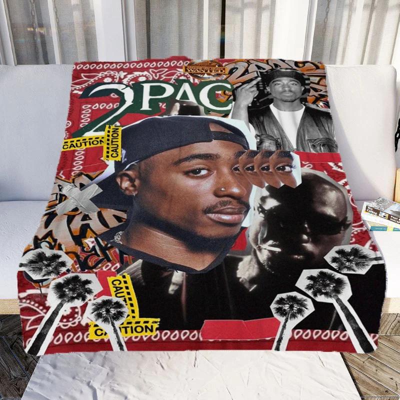 Tupac Shakur Printed Throw Blanket Super Soft Flannel Comfortable Sofa Blanket Fashionable Bed Sheet for Mattress