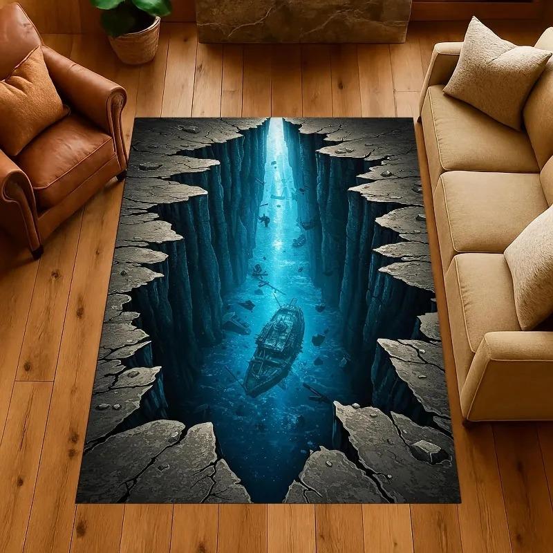 

3D Hole Illusion Rug Realistic Cave Floor Rug Unique Optical Illusion Rug for Living Room Fun Novelty Home Decor Popular Rug ins 40cmX60cm
