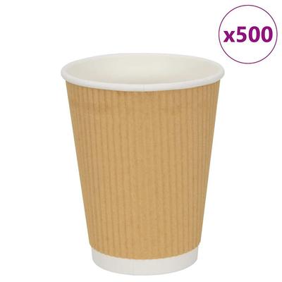 Vidaxl Paper Cups, 500 Pcs, 12Oz, 300Ml, Brown