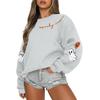Women's Casual Fashion Round Neck Long Sleeve Halloween Printed Sweatshirt