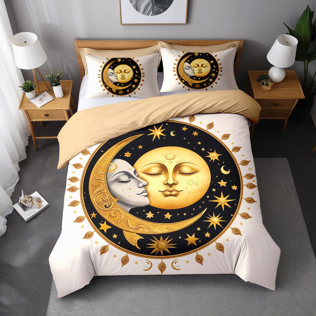 SHEIN Sun and Moon 3D Digital Printing Quilt Set Three-piece Customization