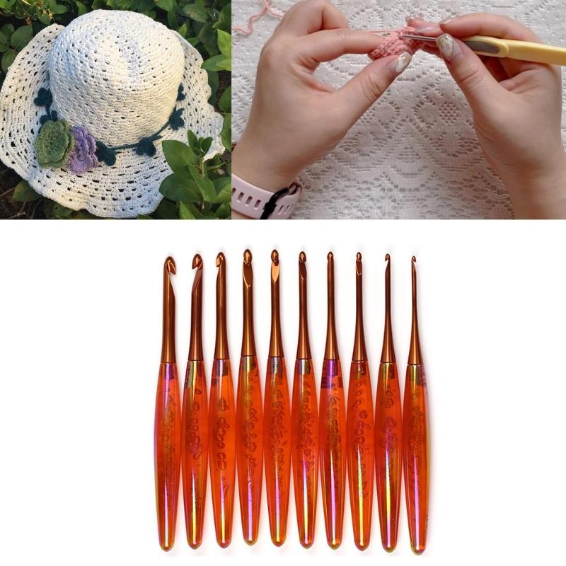 Ganchillo Ergonómico Profesional Mango Acrílico Ganchos de Ganchillo Herramienta para Manualidades con Hilo para Principiantes Tejer Tejer