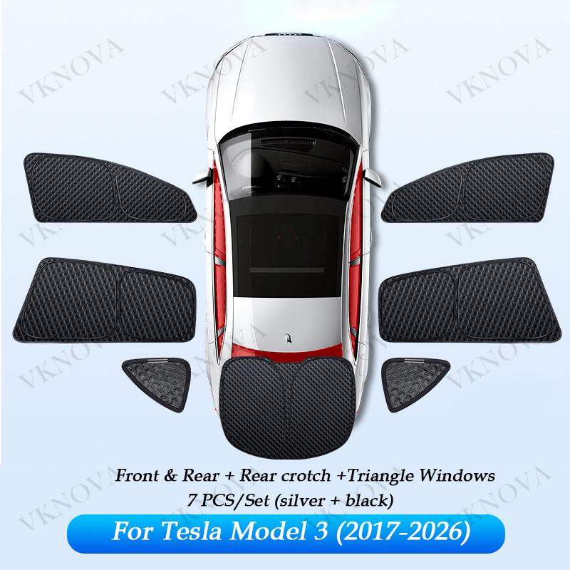 For Tesla Model YL 3 Y Juniper Highland 2025-2017 Upgraded Sunshade Side Window Shade Cover Windshield Sun Visor Privacy CampingWindshield Sunshades