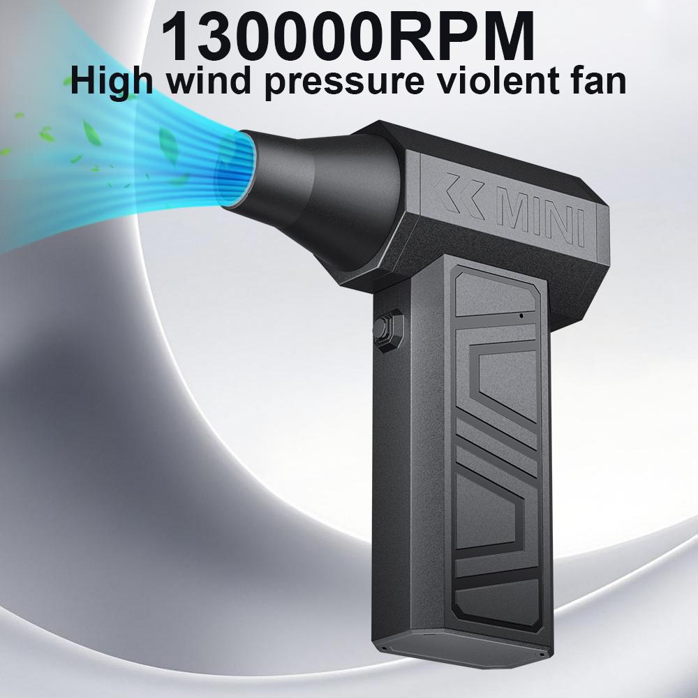 Turbo Fan Car Jet Fan Cleaning Blower Tool Type-C Charging 130000RPM 5 Outlet Nozzles Blowing Snow Electric Air Duster Portable