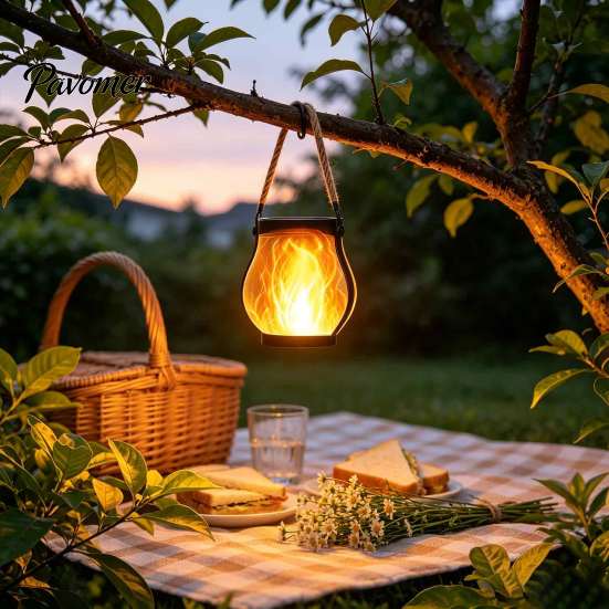 Solar Powered Garden Lights Flickering Flame Lamp, Yard Light, Outdoor Waterproof Romantic Backyard Lighting Hanging Lantern with Auto On/Off Function