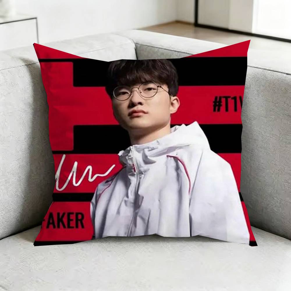 T Korean ESports FFaker Pillow Case Square DoubleSided Sofa Cushion Cover Bedroom Bedside Pillow Gift