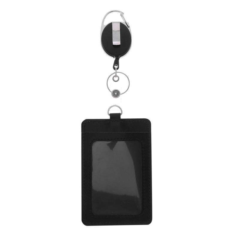 

Креативные Практичные Держатели для ID-карт Рукава для проездных карт Выдвижной PU кошелек Держатель для ID-карты Пряжка для бейджа One Size чёрный