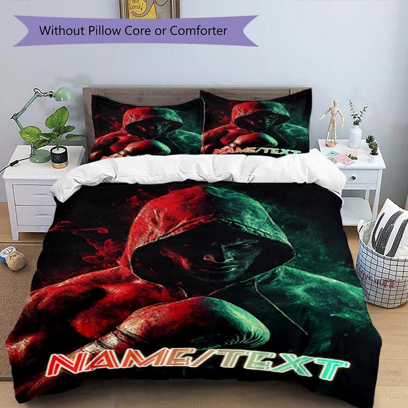 3PC Custom Name Power Hoodie" Bedding Set Printed Bedding Set Duvet Cover Closure Includes 1 Duvet Cover & 9 Pillowcases for Bedroom