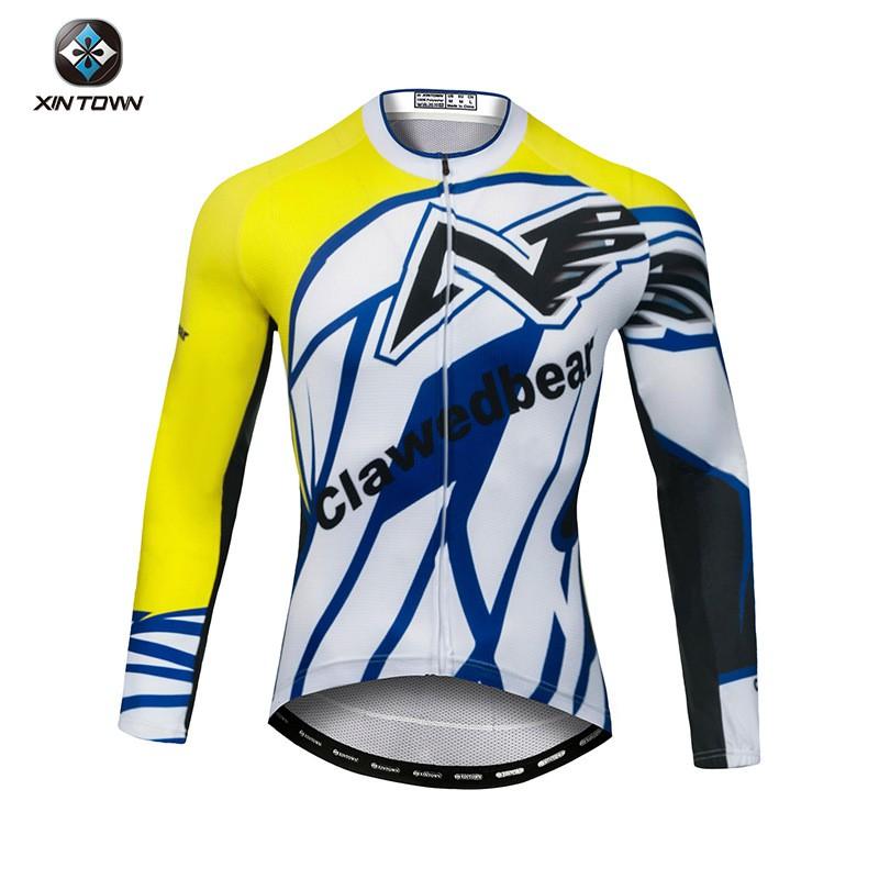 XINTOWN Mens Cycling Long Jersey Set Blue Emperor Road Bike Racing Suit Breathable