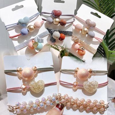 3 Pezzi/Lotto Perle Cristallo Elastici per Capelli Ragazze Scrunchies Porta Coda di Cavallo Elastici di Gomma Accessori per Capelli Donna