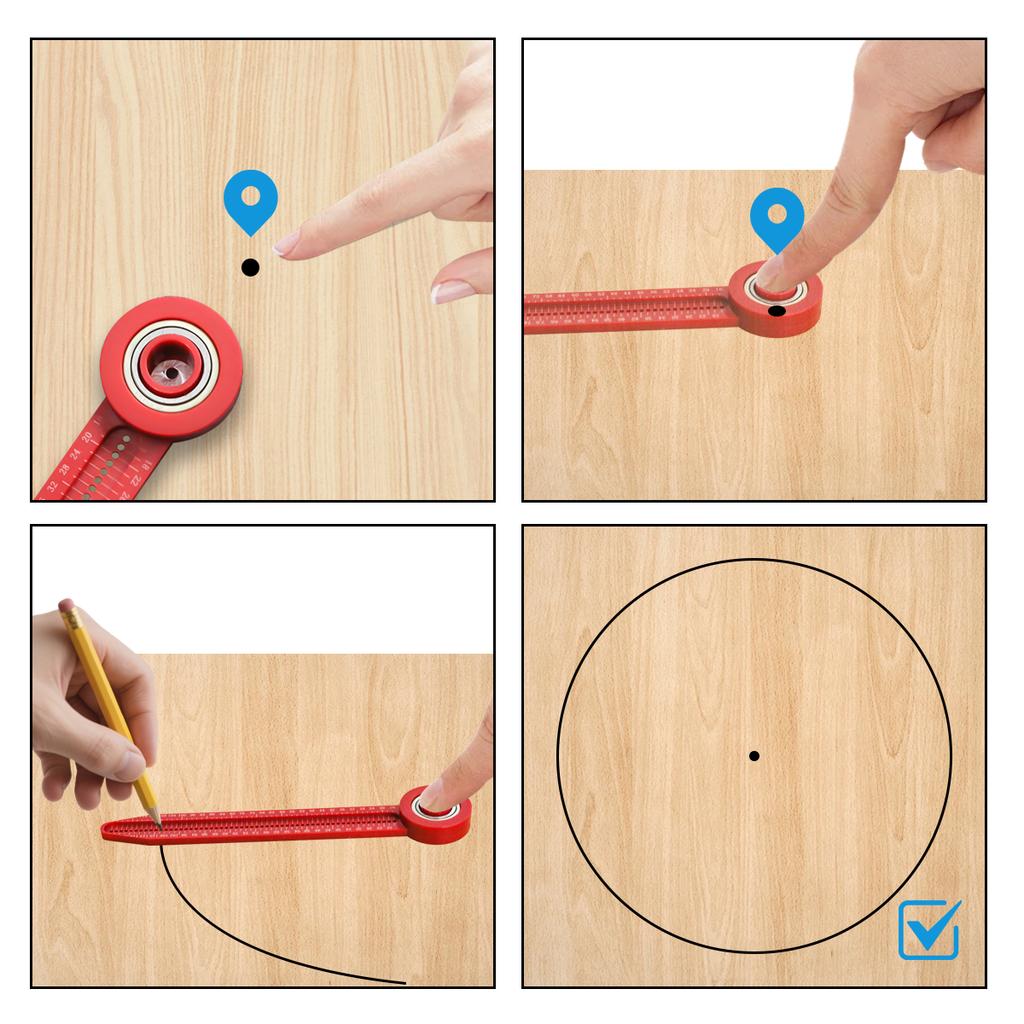 Precision Woodworking Plastic Compass & Circle Drawing Tool – Adjustable Rotary Ruler with Smooth Bearing