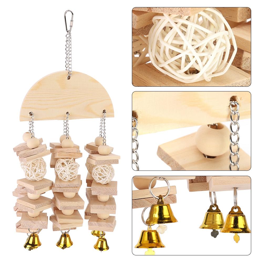Natürliches Holz Vogel Hängeschaukel Papagei Beißen Kauen Spielblock Käfig Spielzeug Zubehör