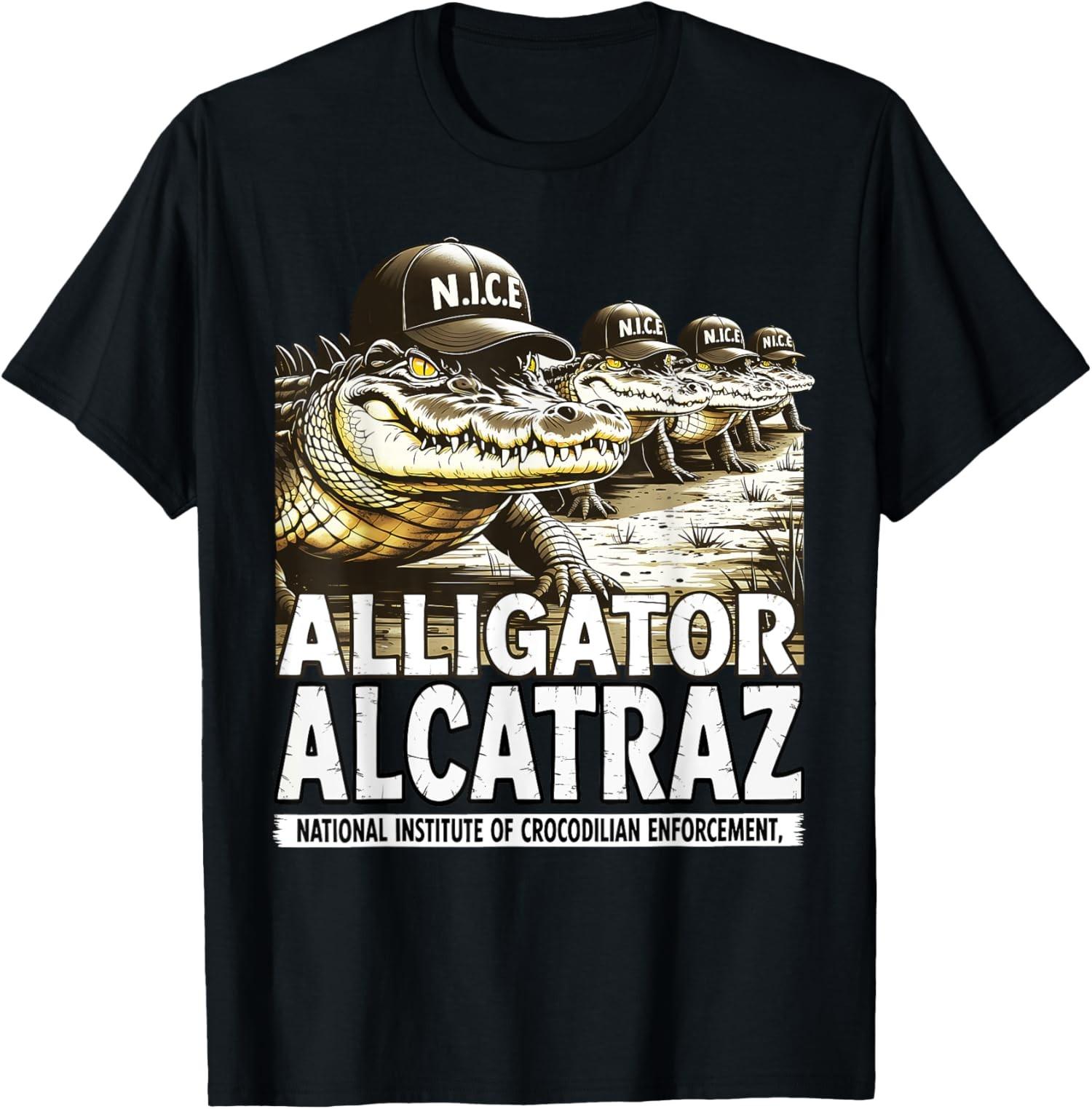 Stop Alligator Alcatraz Florida Everglades Parody Shi Unisex T-Shirt S разноцветный