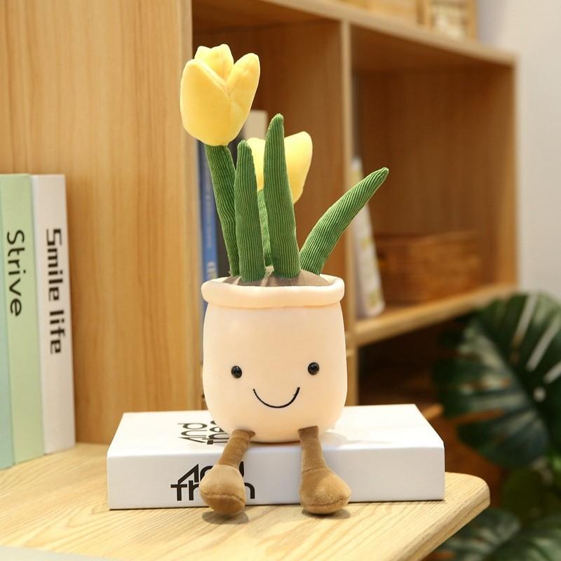Simulation Plant Doll Daffodil Tulip Fun Potted Series Plush Toy Decorative Ornaments