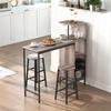 Bar Table and Stool Set, High Dining Table, 2 Bar Stools, Shelves, Wine Racks, Gray