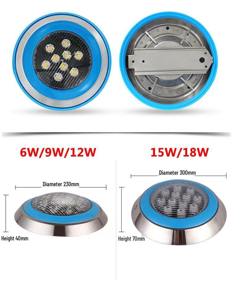 Stainless Steel Wall-Mounted Underwater LED Pool Light, 12V/24V, Remote Control