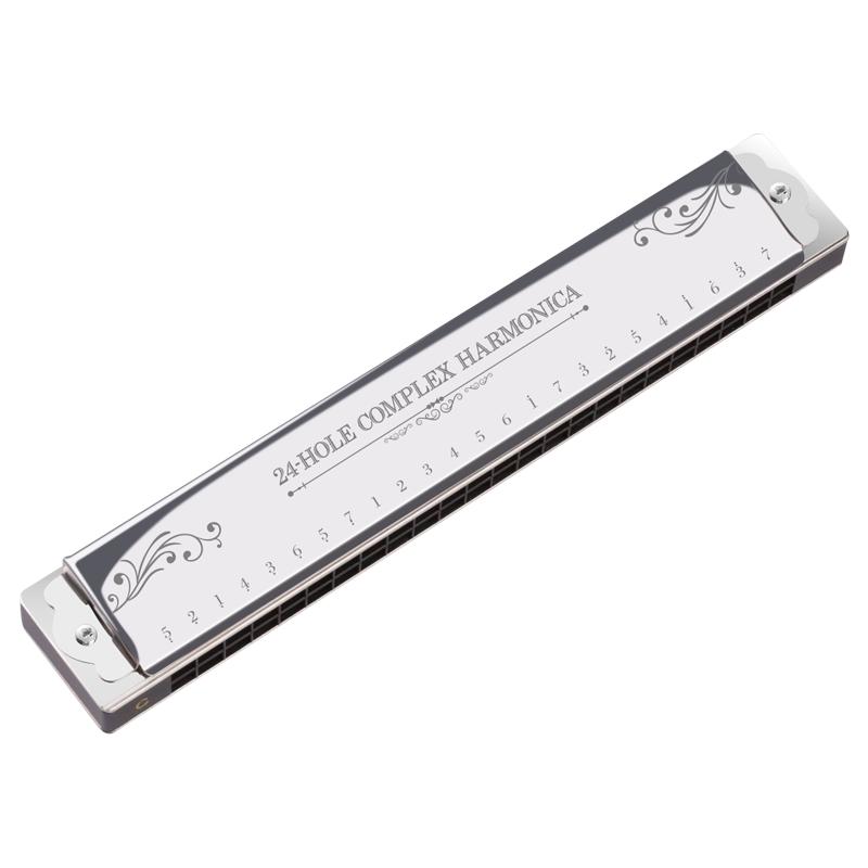 SWAN 24-Hole Tremolo Harmonica C Key With Tutorial серебряный