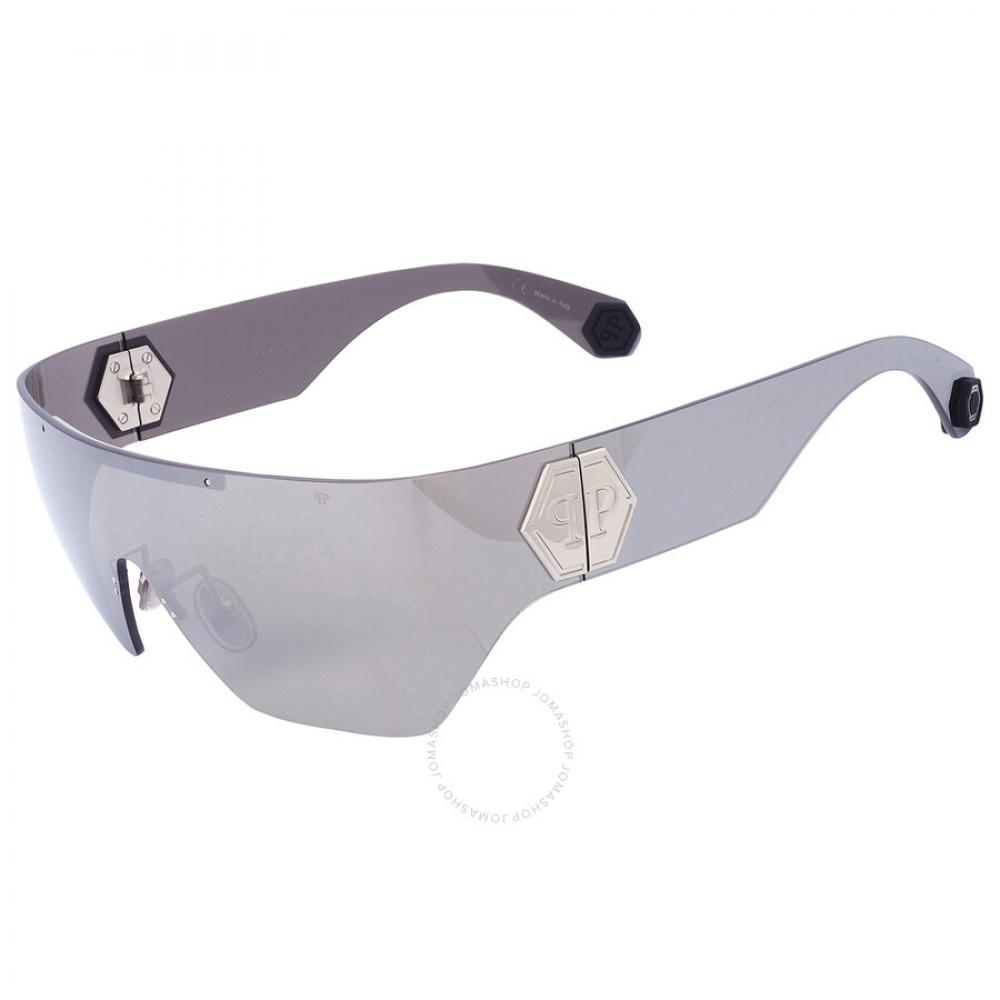Buy Philipp Plein Silver Mirror Shield Ladies Sunglasses  display picture 3