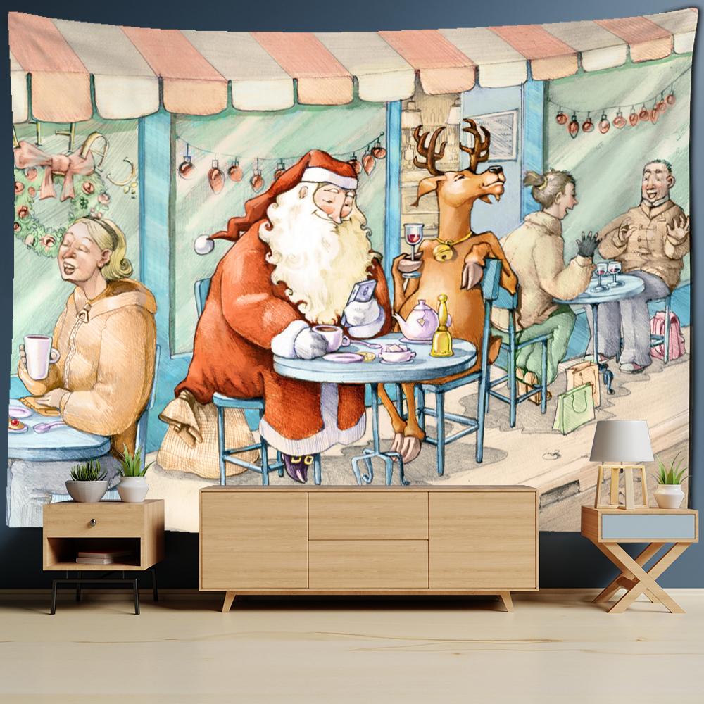 Christmas Series Tapestry Wall Hanging New Year Gift Kawaii Style Cartoon Psychedelic Witchcraft Home Decor