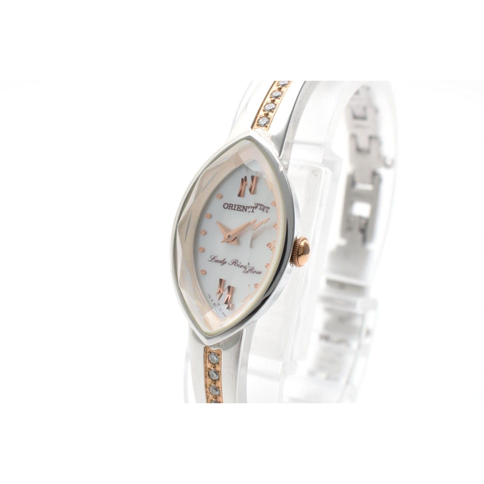Used ORIENT Orient Lady Rose BFBC-S0 Quartz Ladies Watch White Dial Combi Color Stone Decoration Stainless Steel Bracelet