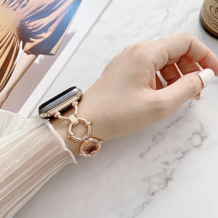 Bracelet métallique de luxe pour Apple Watch, bracelet chaîne tendance pour iWatch 987654321SE Ultra2 40 41 42 44 45 49mm, poignet femmes hommes