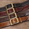 Handmade Retro Thick Thread Decoration Thickened First Layer Vegetable Tanned Leather Belt Men'S Genuine Leather Pin Buckle Versatile Casual Belt Men'