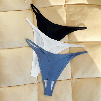 Ice Silk Women Seamless String Tiny Thong Panties Light Bikini Panty Fitness Sprots Tangas Swim Buttoms V Strings T-back Underwear for Woman