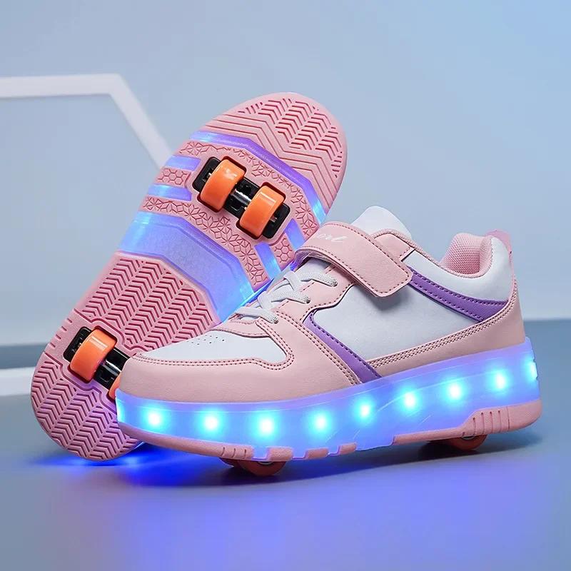 New Cross-Border Roller Skate Shoes For Men Women Children Detachable Deformable Wheels Inline Skating Shoes Ice Skating Shoes