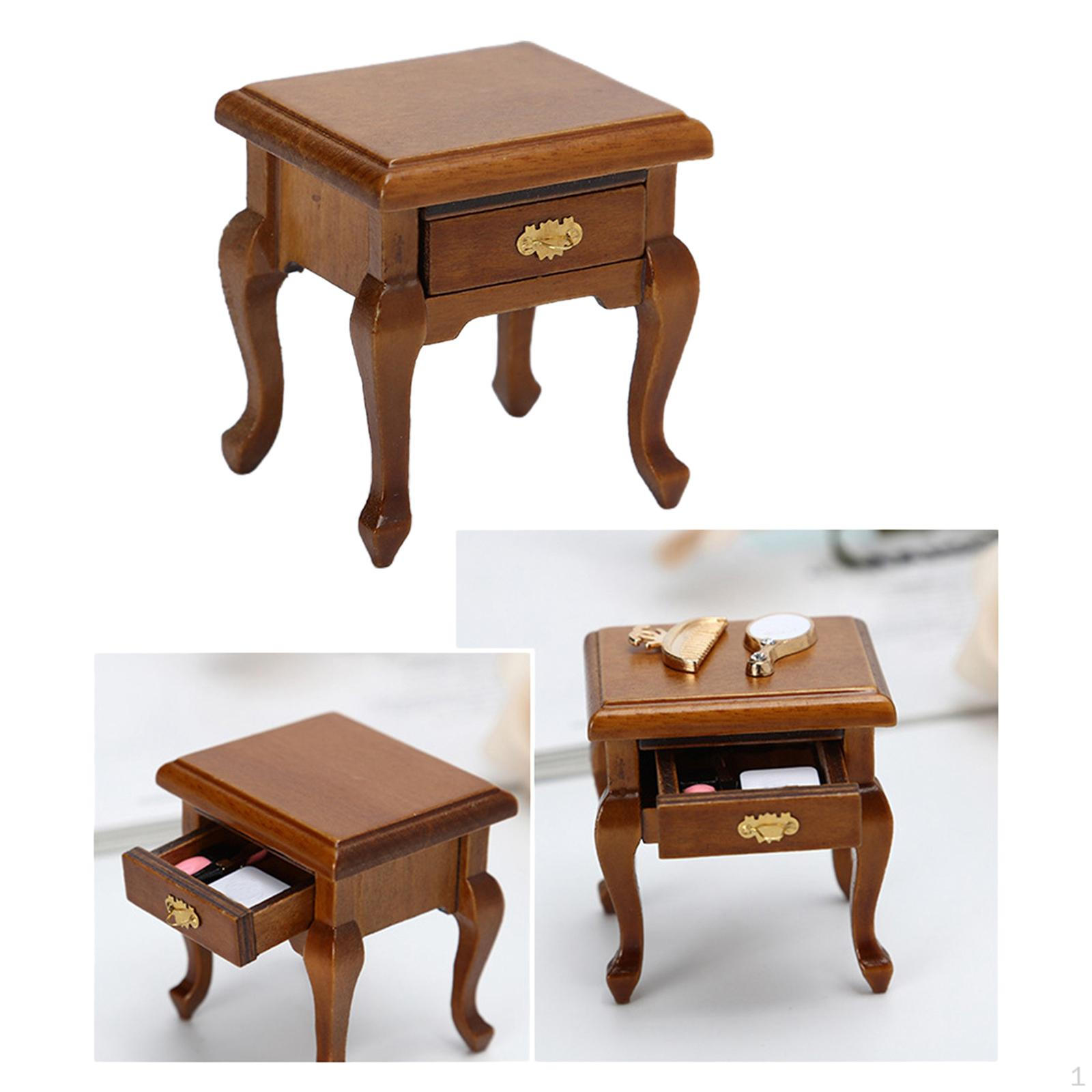 

1/12 Кукольный домик Современная прикроватная тумбочка, тумбочка, прикроватный столик, деревянные игрушки для кукольного домика Миниатюра Walnut_5.8x4.2x5.5cm