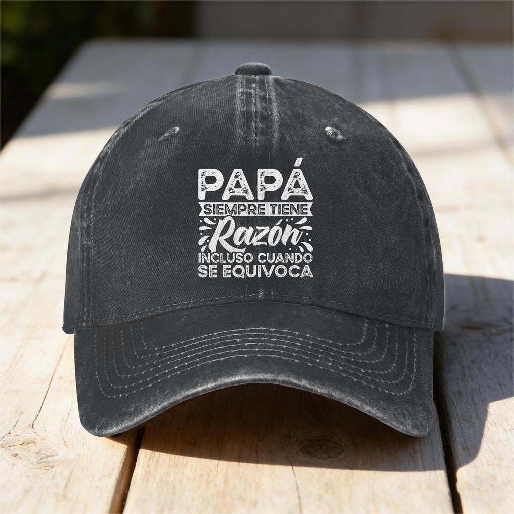 Retro Washed Baseball Cap With Fathers Day Is Right Even Wrong Text Print Lightweight Machinewashable Casual Cap