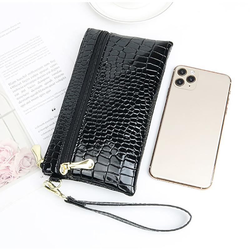 Women Solid Wallet Coin Purse Small Wrist Bag High-Quality Coin Wallet Zipper Closure Handbag