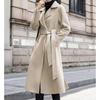 WTEMPO Elegantes Abrigos de Mujer con Cuello Solapa y Lazo de Cinturón Abrigo Vintage de Manga Larga Sólido de Lana Ropa Exterior Larga Casual Holgada