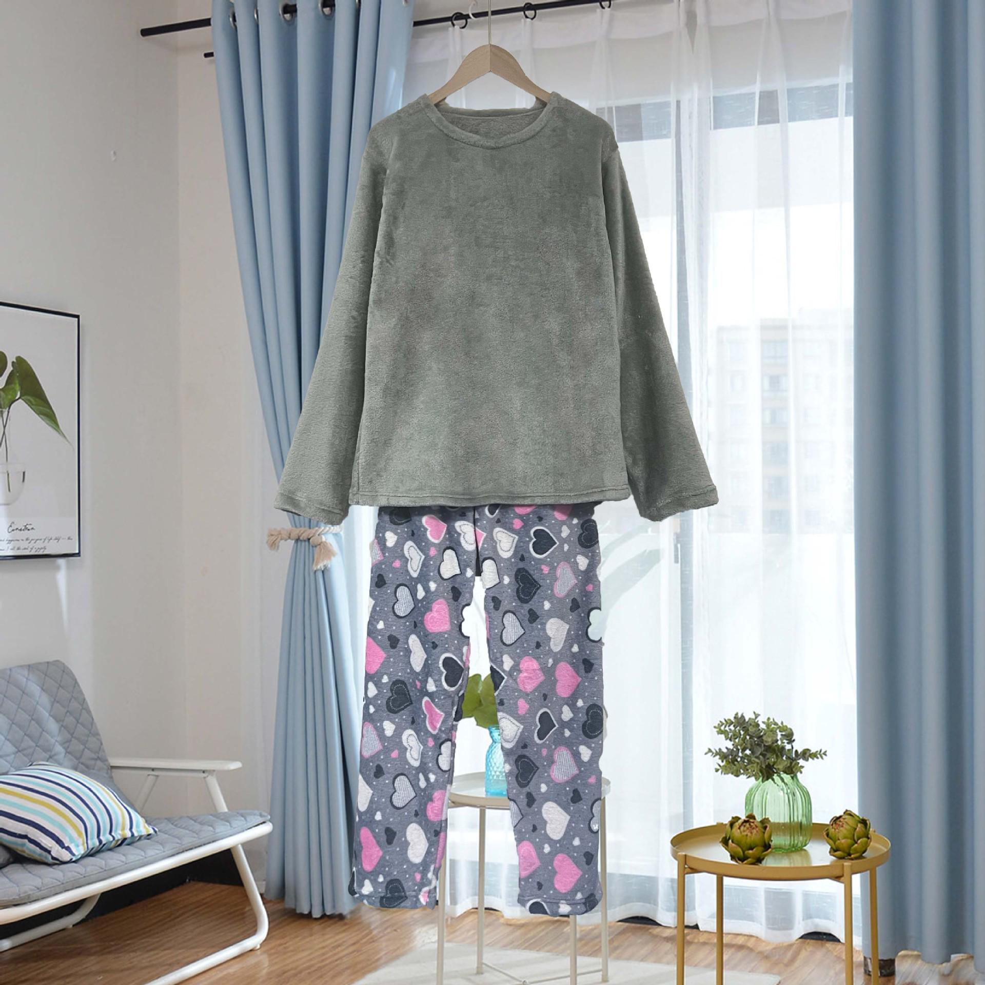 

Unisex Round Neck Christmas Pajama Set - Autumn/Winter Loose Long Sleeve Print Homewear XL