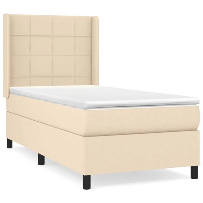 3131406 vidaXL Bed with Box Spring and Mattress Cream 90x200 Cm Fabric